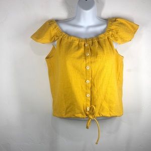 Texture & Thread Madewell yellow tie front top size medium